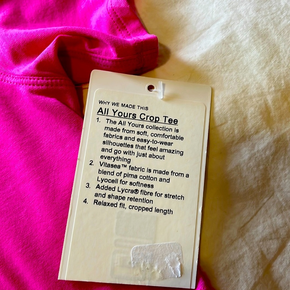 Lululemon’s Cropped Tee (“all yours”)